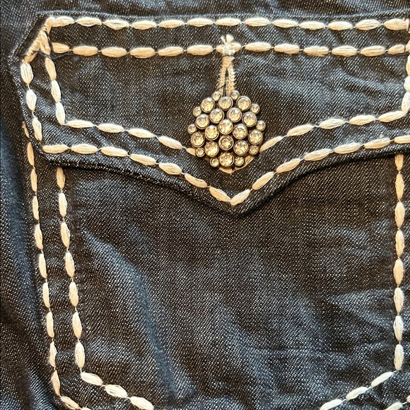 Rock 47 by Wrangler Women's Dark Blue Denim Jean SHORTS Bermuda Length Size 7/8 - Picture 5 of 10